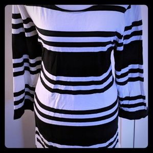 B&W Striped Stretchy Dress (Size XXL)